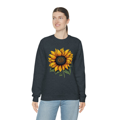 Sunflower Sweatshirt, Yellow Flowers Floral Graphic Crewneck Cotton Sweater Jumper Pullover Men Women Aesthetic Designer Top Starcove Fashion