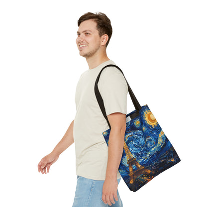 Paris Tote Bag, Eifel Tower Van Gogh Cute Canvas Shopping Small Large Travel Reusable Aesthetic Shoulder Bag