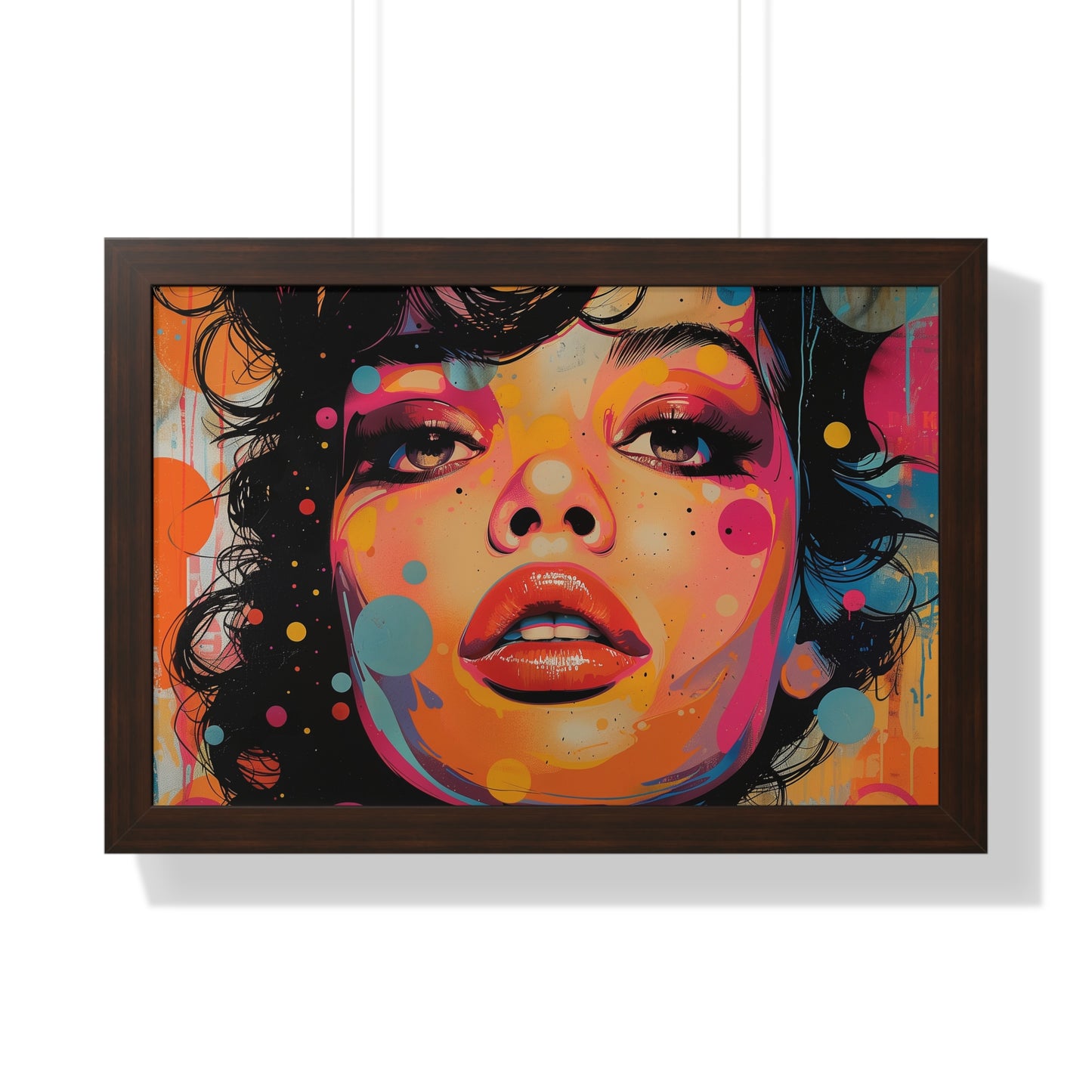 Pop Culture Art Poster and Frame, Woman Retro Vintage Print Wall Horizontal Black Framed Artwork Small Large Decor Paper 24x16 30x20