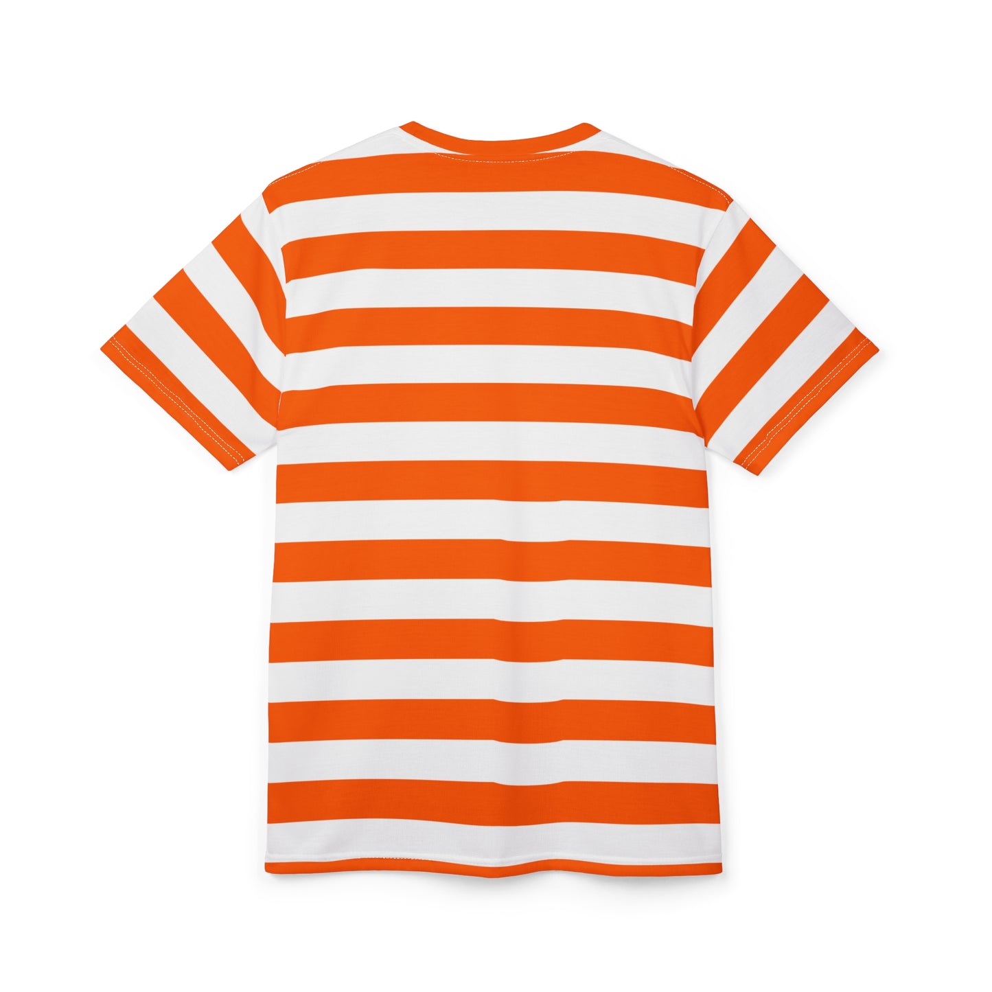 Orange White Striped Tshirt, Stripe Designer Aesthetic Lightweight Heavyweight Crewneck Men Women Tee Top Short Sleeve Shirt