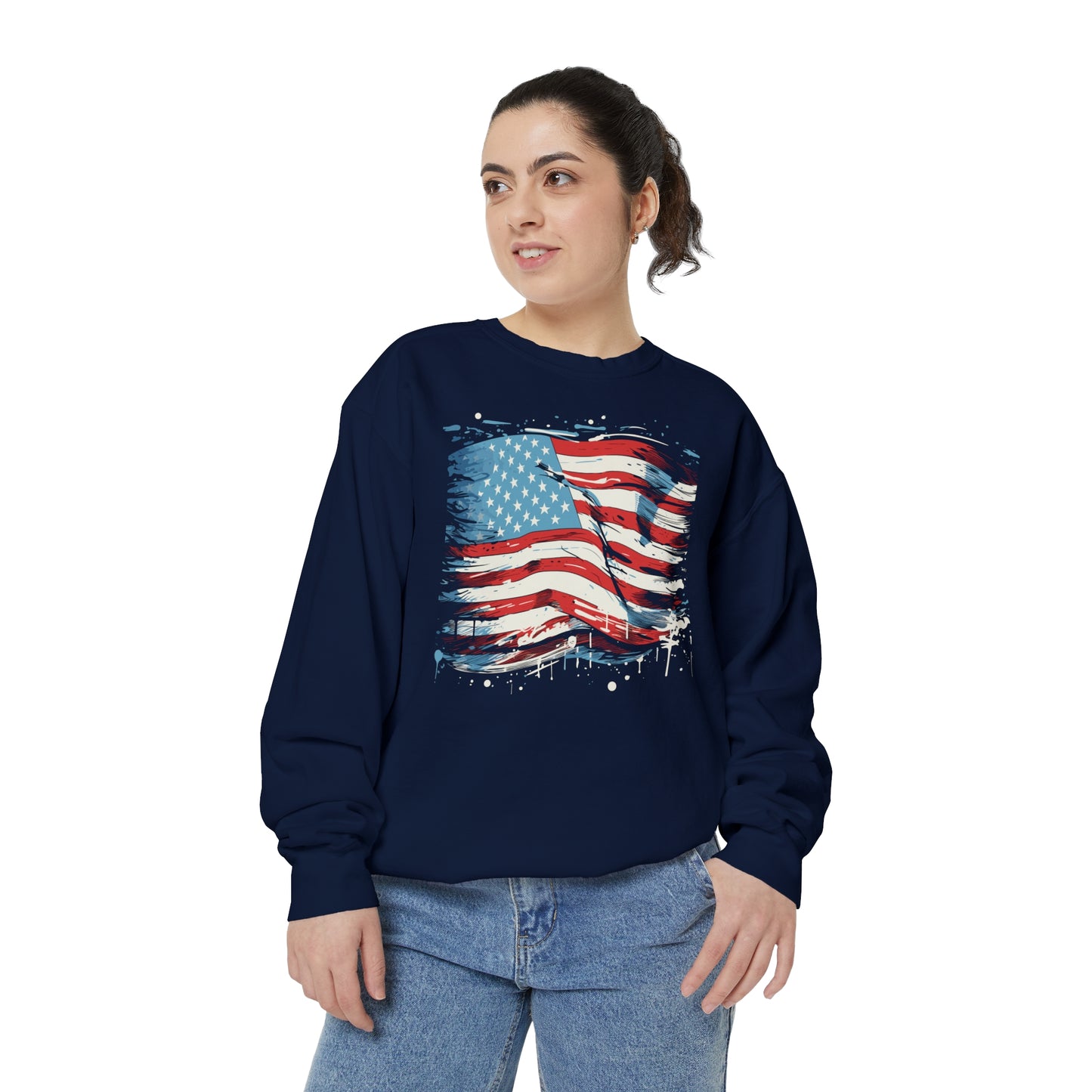 American Flag Sweatshirt, USA Navy Graphic Crewneck Fleece Cotton Sweater Jumper Pullover Men Women Adult Aesthetic Designer Top Starcove Fashion