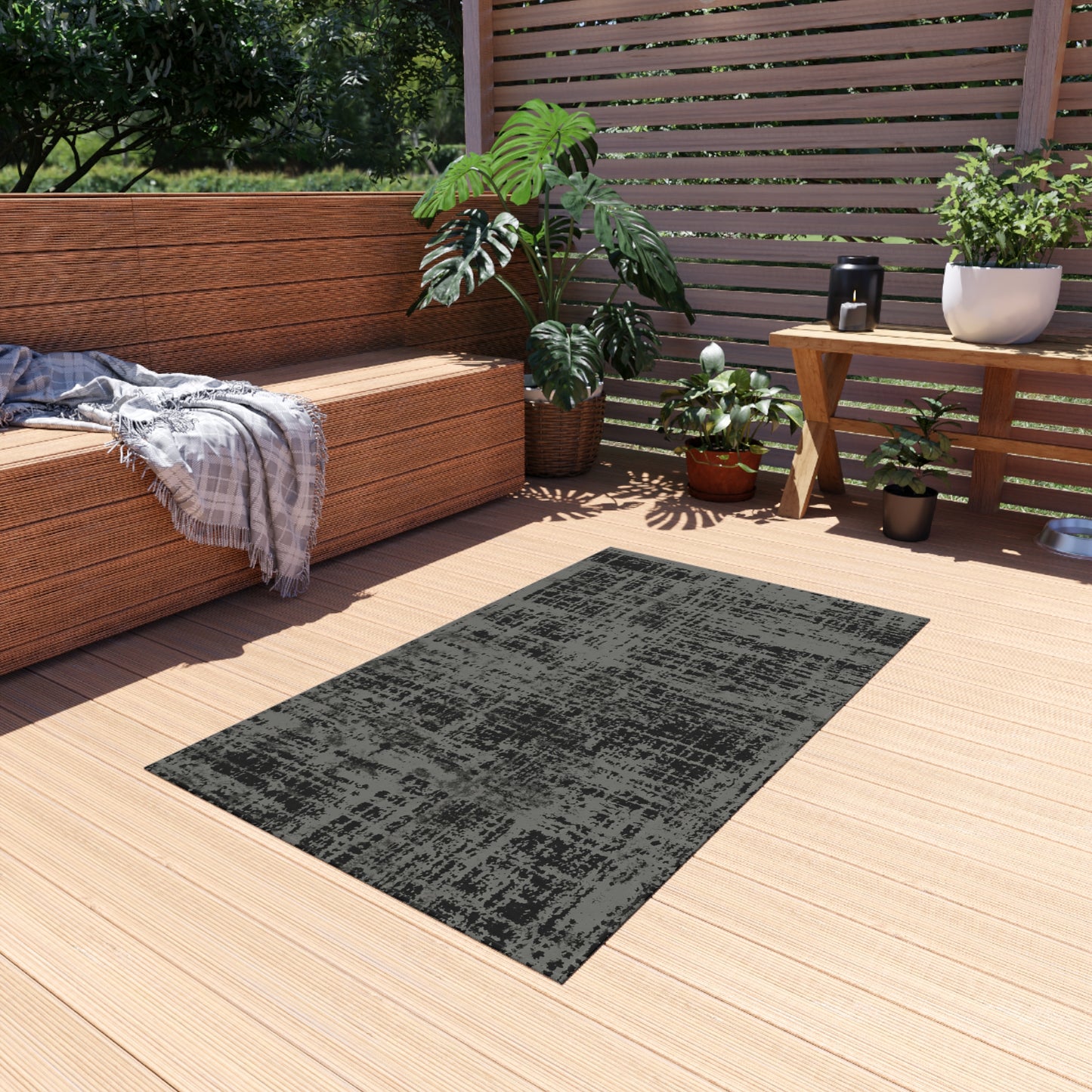 Black and Gray Outdoor Area Rug, Abstract Waterproof Patio Porch Exterior Carpet Home Floor Small Large 2x3 4x6 3x5 5x7 8x10 Camping Mat