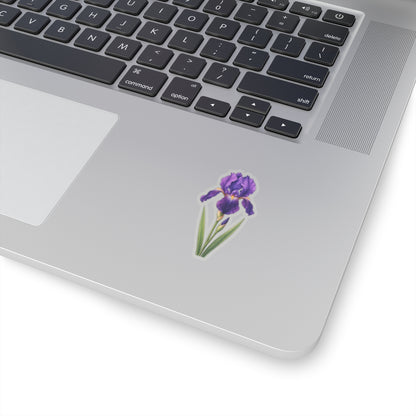 Purple Iris Flower Sticker Decal, Blossom Floral Watercolor Art Vinyl Cute Waterbottle Tumbler Car Waterproof Bumper Clear Die Cut Wall - Starcove Fashion