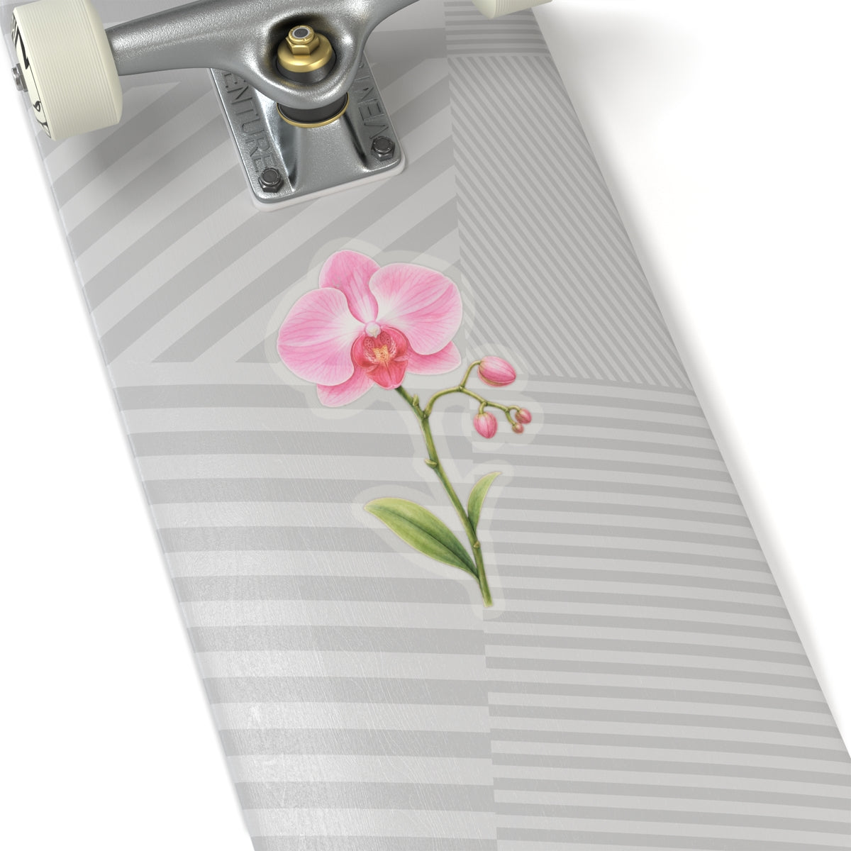 Pink Orchid Flower Sticker Decal, Blossom Floral Watercolor Art Vinyl Cute Waterbottle Tumbler Car Waterproof Bumper Clear Die Cut Wall - Starcove Fashion