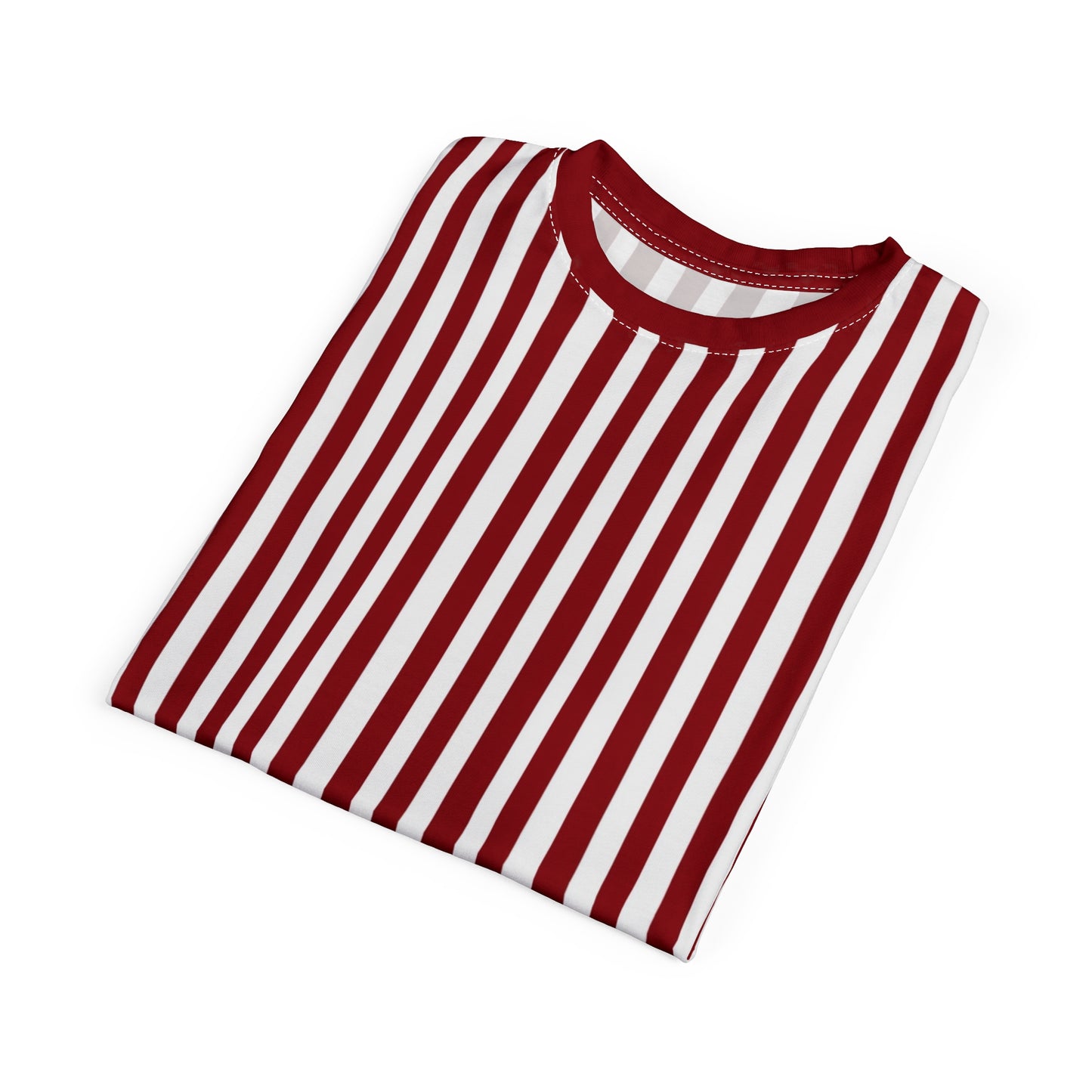 Red White Striped Tshirt, Vertical Bordeaux Stripe Designer Aesthetic Lightweight Heavyweight Crewneck Men Women Tee Top Short Sleeve Shirt