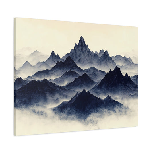 Mountains Canvas Gallery Wrap, Scenery Ink Living Room Wall Art Print Artwork Decor Small Large Hanging Modern Vintage Landscape Poster