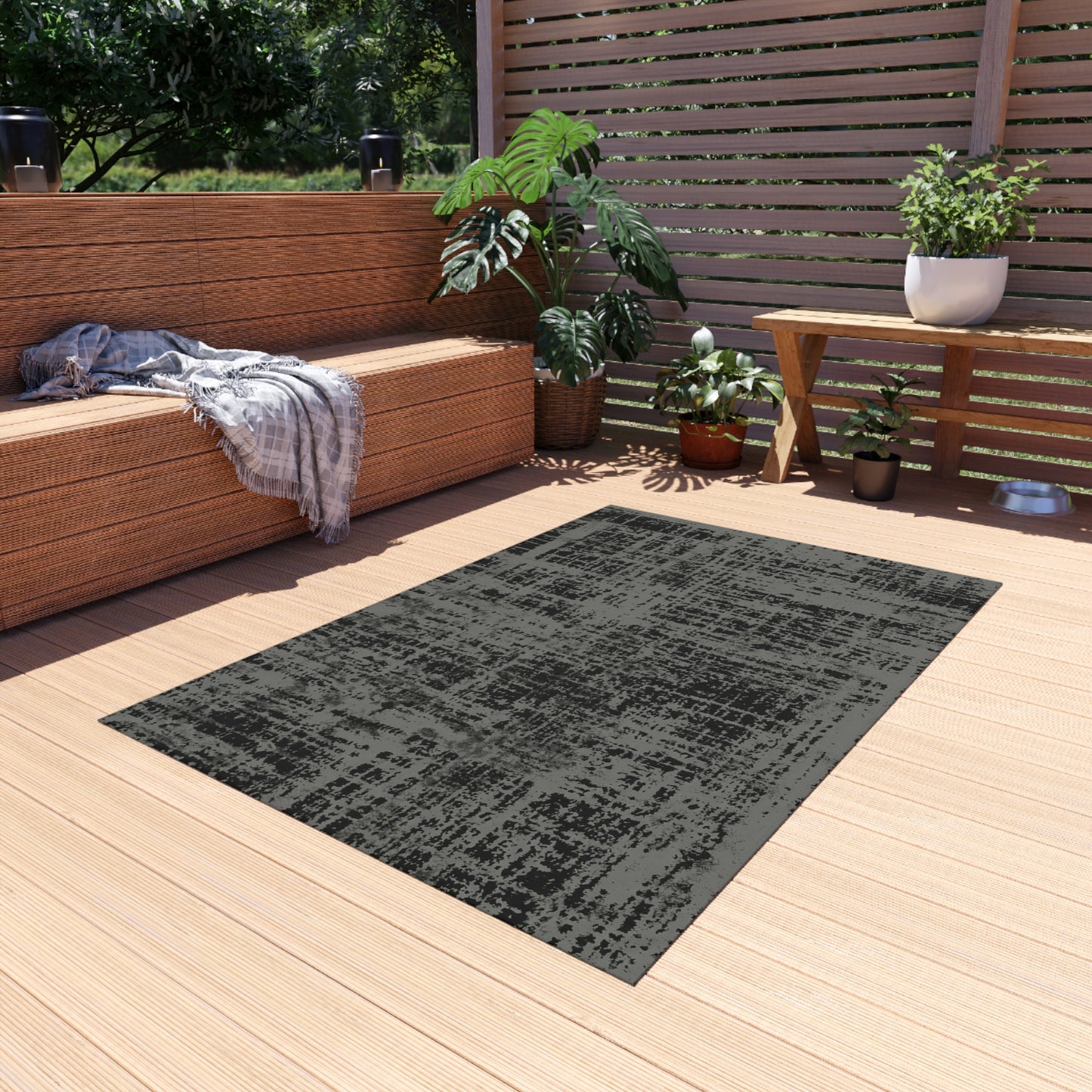 Black and Gray Outdoor Area Rug, Abstract Waterproof Patio Porch Exterior Carpet Home Floor Small Large 2x3 4x6 3x5 5x7 8x10 Camping Mat