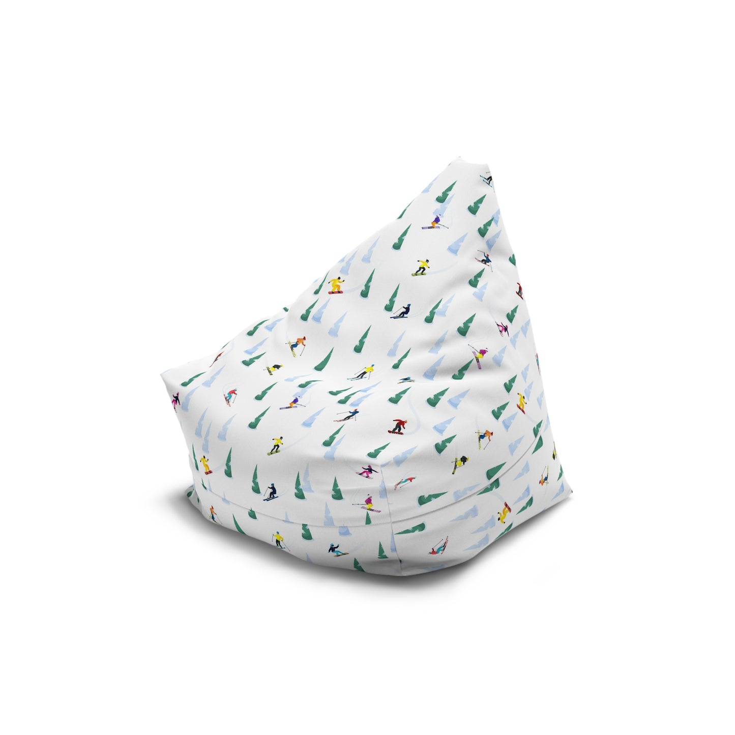 Ski Bean Bag Chair Cover, Snowboard Winter Sport Mountain Washable Triangle Small Large Adult Children Kids Sofa Dorm Decor Unfilled Sack