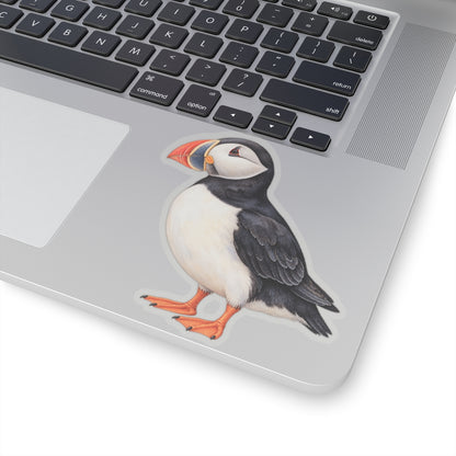 Atlantic Puffin Sticker Decal, Bird Seabird Watercolor Art Vinyl Laptop Cute Waterbottle Tumbler Car Waterproof Bumper 4x4 Clear Die Cut