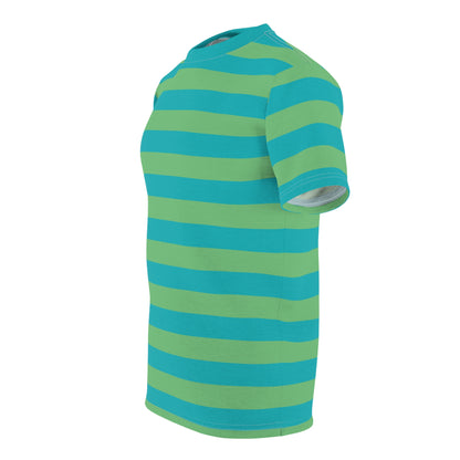 Light Blue Green Striped Tshirt, Pastel Stripes Designer Graphic Lightweight Heavyweight Crewneck Men Women Tee Top Short Sleeve Shirt - Starcove Fashion
