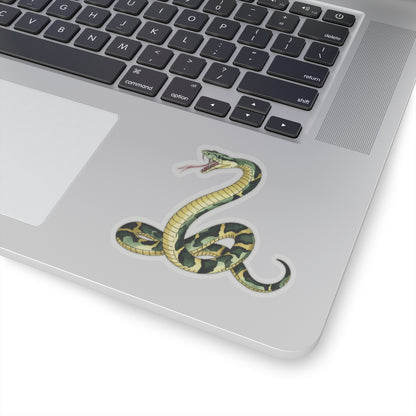 Snake Sticker Decal, Green Animal Reptile Watercolor Art Vinyl Laptop Cute Waterbottle Tumbler Car Waterproof Bumper Clear Die Cut Wall