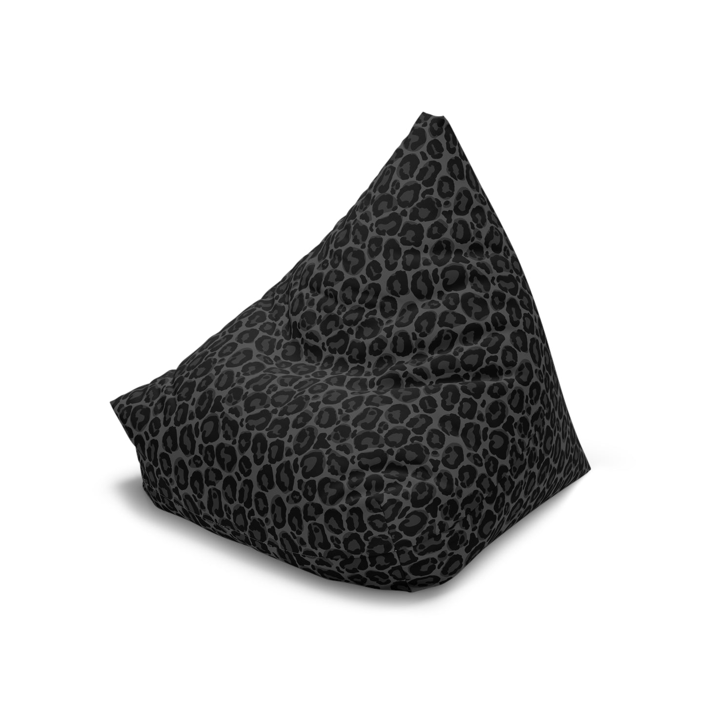 Black Leopard Bean Bag Chair Cover, Grey Animal Washable Triangle Small Large Adult Children Kids Sofa Apartment Dorm Decor Unfilled Sack