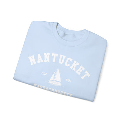 Nantucket Sweatshirt, Vintage Massachusetts MA Sailing Boating Sailboat Beach Town Graphic Crewneck Sweater Jumper Pullover Men Women