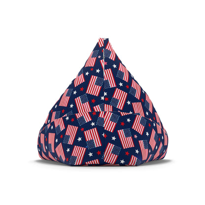 American Flag Bean Bag Chair Cover, Patriotic USA Stars and Stripes Washable Triangle Furniture Small Large Adult Children Kids Sofa Dorm
