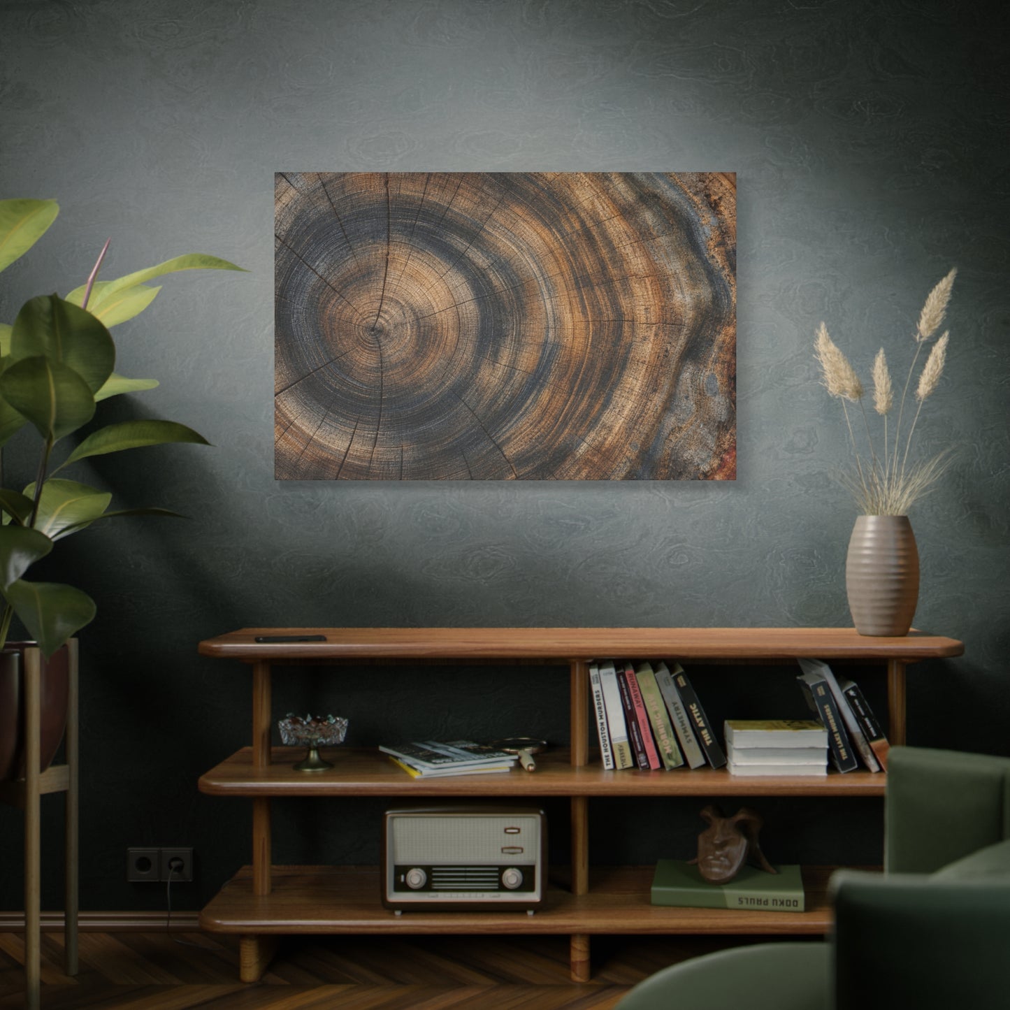 Tree Rings Canvas Gallery Wrap, Wood Farmhouse Nature Earth Watercolor Wall Art Print Decor Small Large Hanging Modern Landscape Living Room