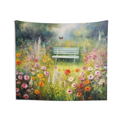 Flower Garden Tapestry, Impressionist Nature Wall Art Hanging Cool Unique Landscape Aesthetic Large Small Decor Bedroom Dorm Room Starcove Fashion