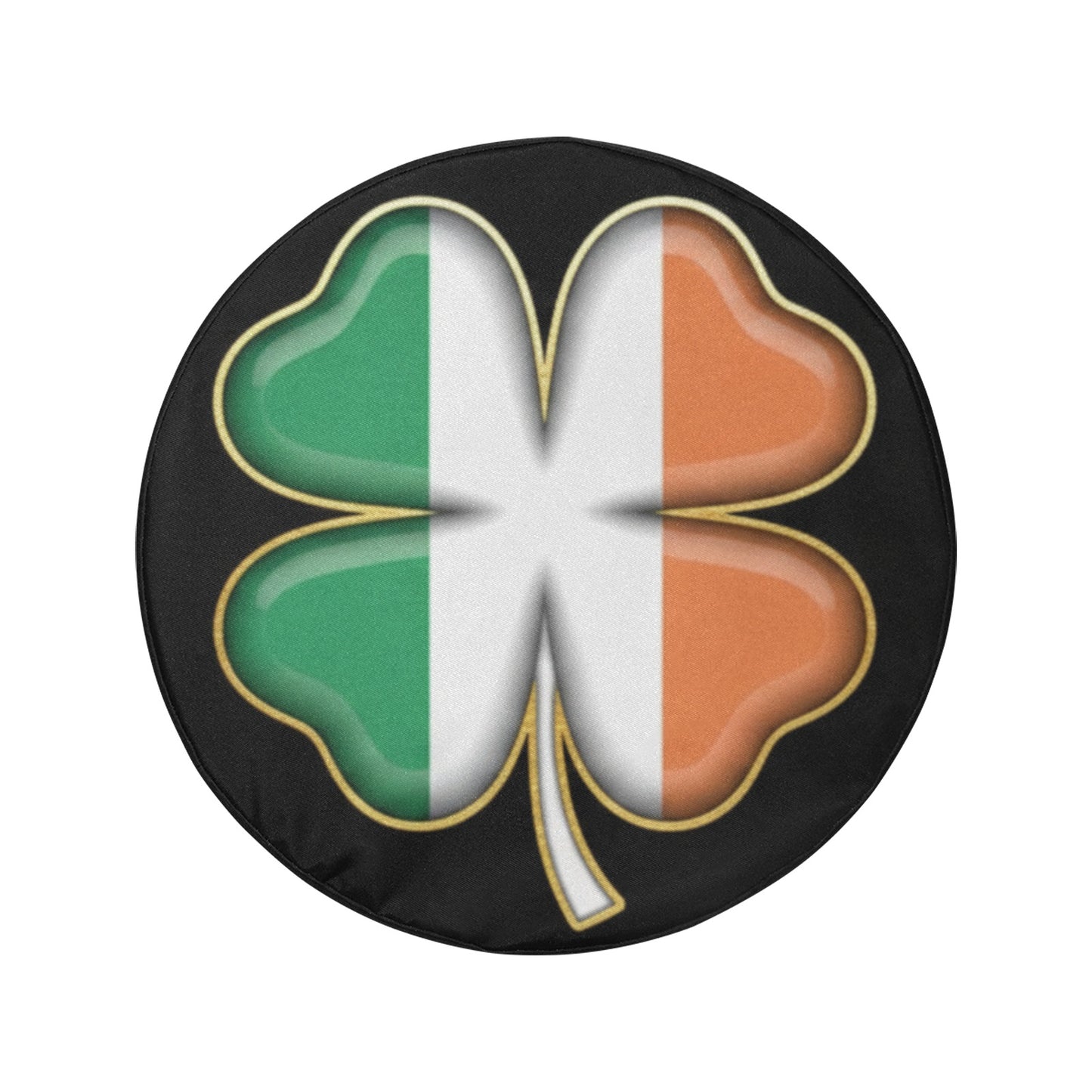 Irish Flag Spare Tire Cover, Shamrock Green White Orange Backup Camera Hole Wheel Rear Extra Unique RV Back Cars RV Trailer Campers