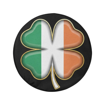 Irish Flag Spare Tire Cover, Shamrock Green White Orange Backup Camera Hole Wheel Rear Extra Unique RV Back Cars RV Trailer Campers