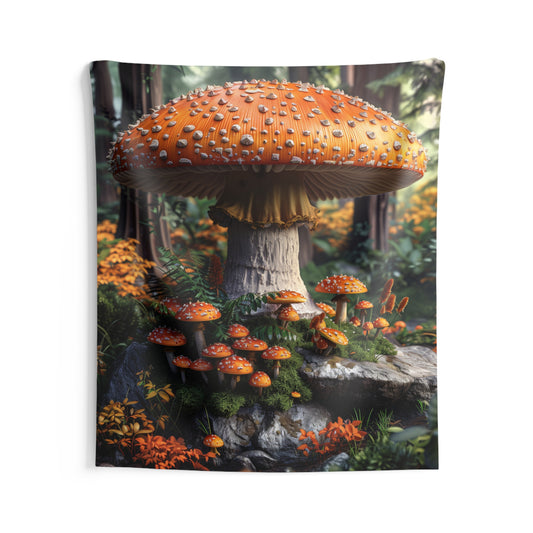 Mushroom Tapestry, Forest Cottagecore Nature Wall Art Hanging Cool Unique Vertical Aesthetic Large Small Decor Dorm Room Bedroom