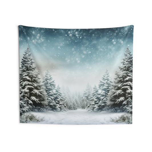 Winter Trees Tapestry, Pine Snowing Wall Art Hanging Cool Unique Landscape Aesthetic Large Small Decor Bedroom College Dorm Room Starcove Fashion