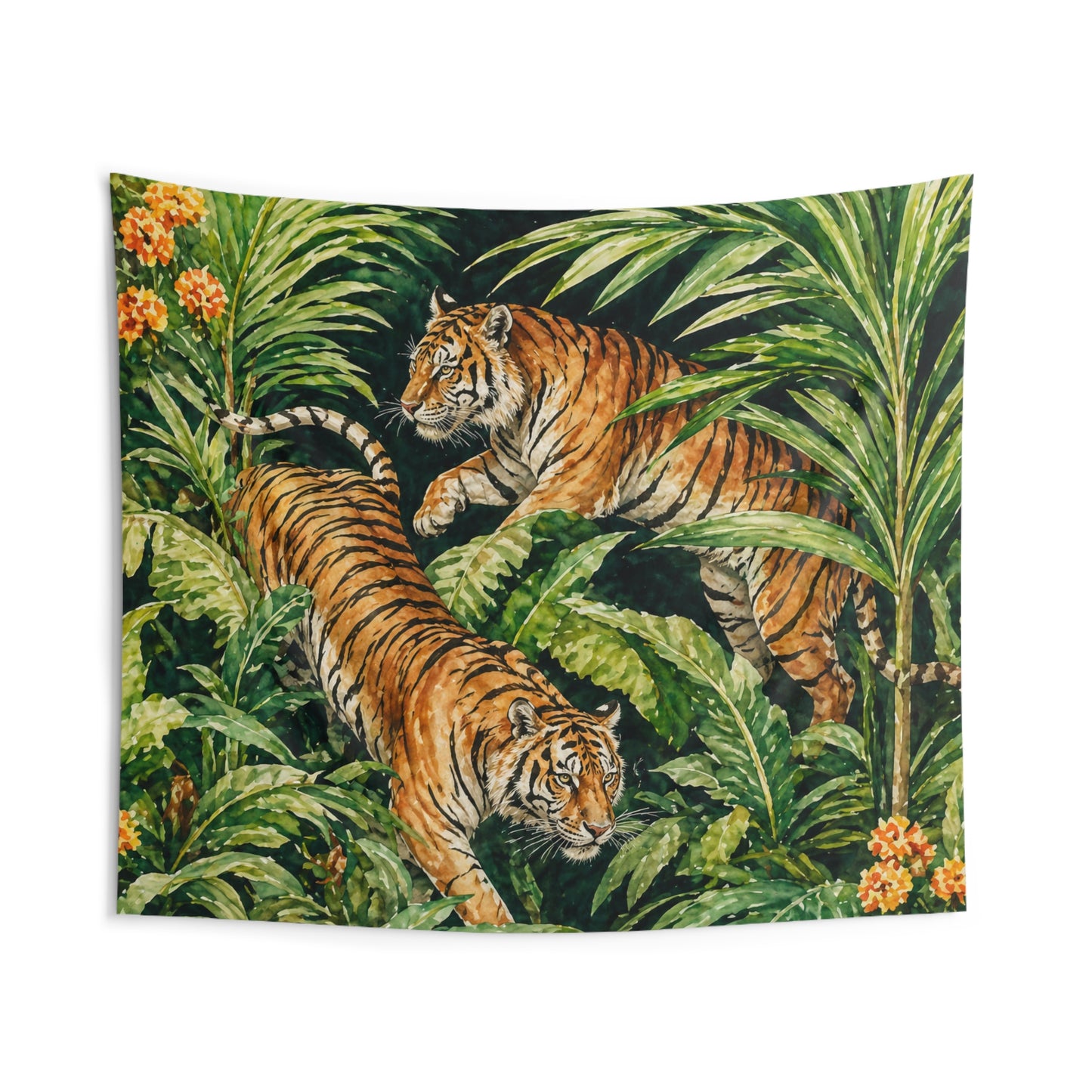 Bengal Tiger Tapestry, Jungle Green Foliage Wall Art Hanging Cool Unique Landscape Aesthetic Large Small Decor Bedroom College Dorm Room - Starcove Fashion