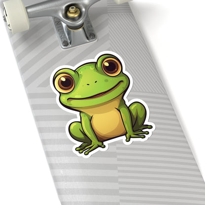 Cute Frog Sticker Decal, Green Animal Art Vinyl Laptop Cute Waterbottle Tumbler Car Waterproof Bumper Clear Aesthetic Die Cut Wall
