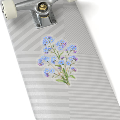 Blue Forget Me Not Flower Sticker Decal, Floral Watercolor Art Vinyl Cute Waterbottle Tumbler Car Waterproof Bumper Clear Die Cut Wall - Starcove Fashion