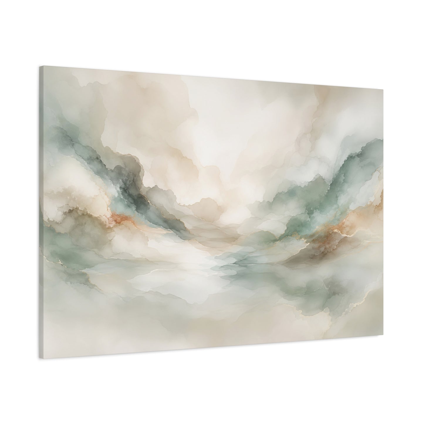 Dreamy Abstract Canvas Gallery Wrap, Sage Soft Neutral Watercolor Wall Art Print Decor Small Large Hanging Modern Landscape Living Room