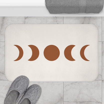 Moon Phases Bath Mat, Boho Bohemian Half Full Memory Foam Cute Shower Bathroom Decor Non Slip Floor Large Small Washable Quick Dry Rug