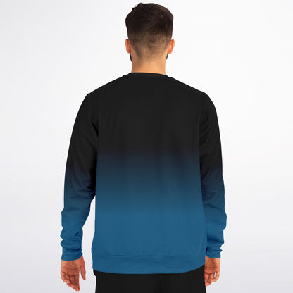 Black Blue Ombre Sweatshirt Cotton, Tie Dye Gradient Crewneck Fleece Sweater Jumper Pullover Men Women Adult Aesthetic Designer Top