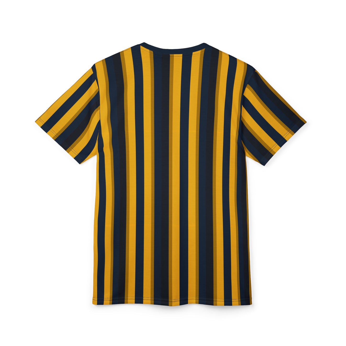 Yellow Blue Striped Tshirt, Vertical Black Stripe Designer Aesthetic Lightweight Heavyweight Crewneck Men Women Tee Top Short Sleeve Shirt
