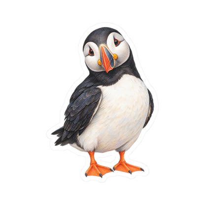 Atlantic Puffin Sticker Decal, Bird Seabird Watercolor Art Vinyl Laptop Cute Waterbottle Tumbler Car Waterproof Bumper 4x4 Clear Die Cut