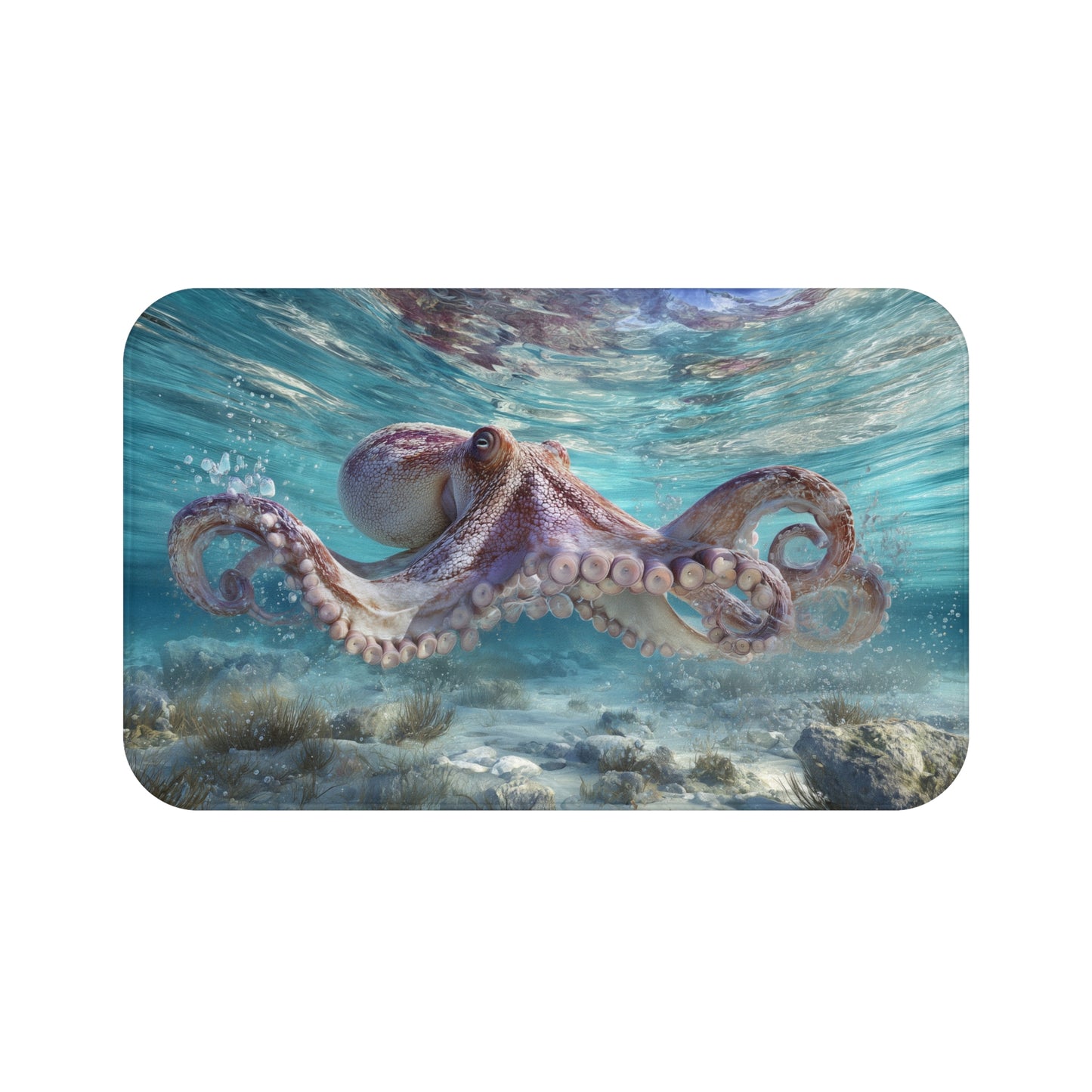 Octopus Bath Mat, Beach Ocean Coastal Sea Memory Foam Cute Shower Bathroom Decor Non Slip Floor Large Small Washable Quick Dry Rug - Starcove Fashion
