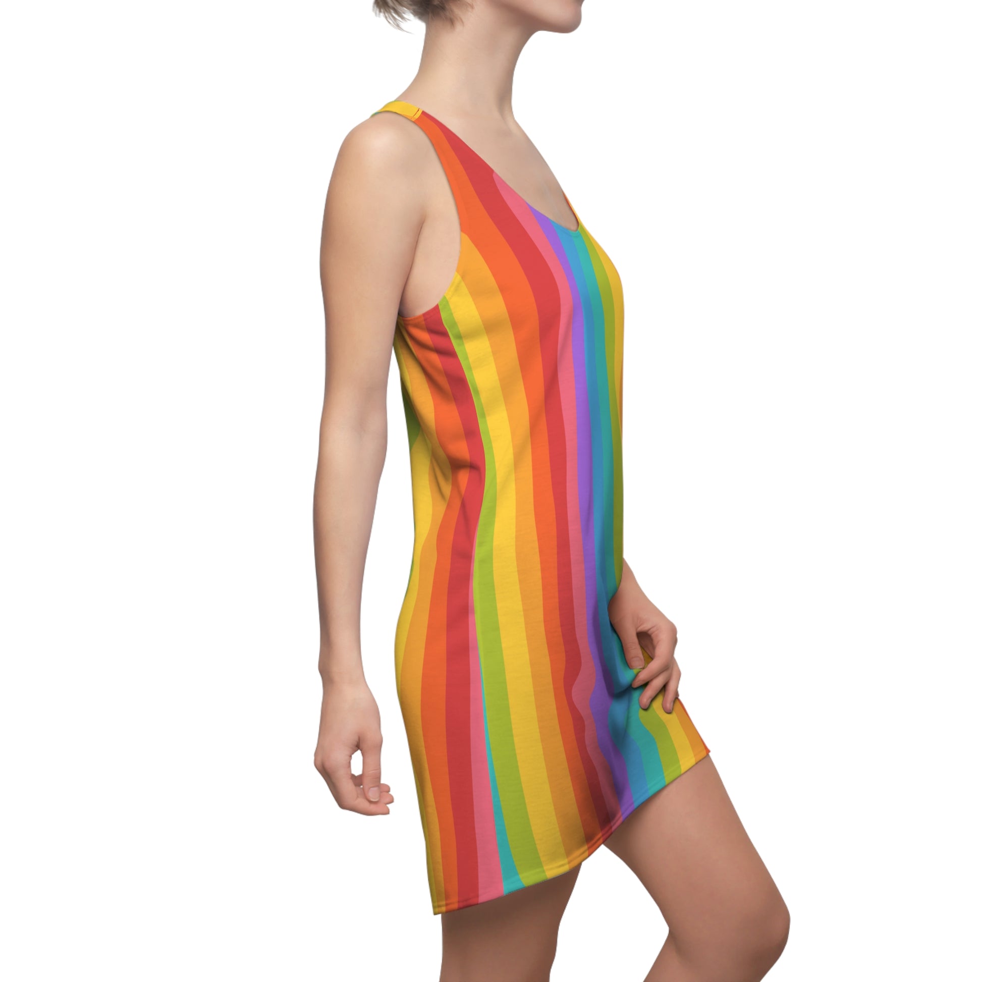 colorful striped dress short V Neck Short Sleeve Mini Dress Striped Color Block Tiered A-Line Swing Short Dresses, Multicolor / S