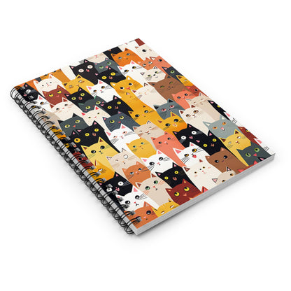 Cats Spiral Notebook, Cute Kittens Travel Pattern Design Small Journal Notepad Ruled Line Book Paper Pad Work Aesthetic Gift Starcove Fashion