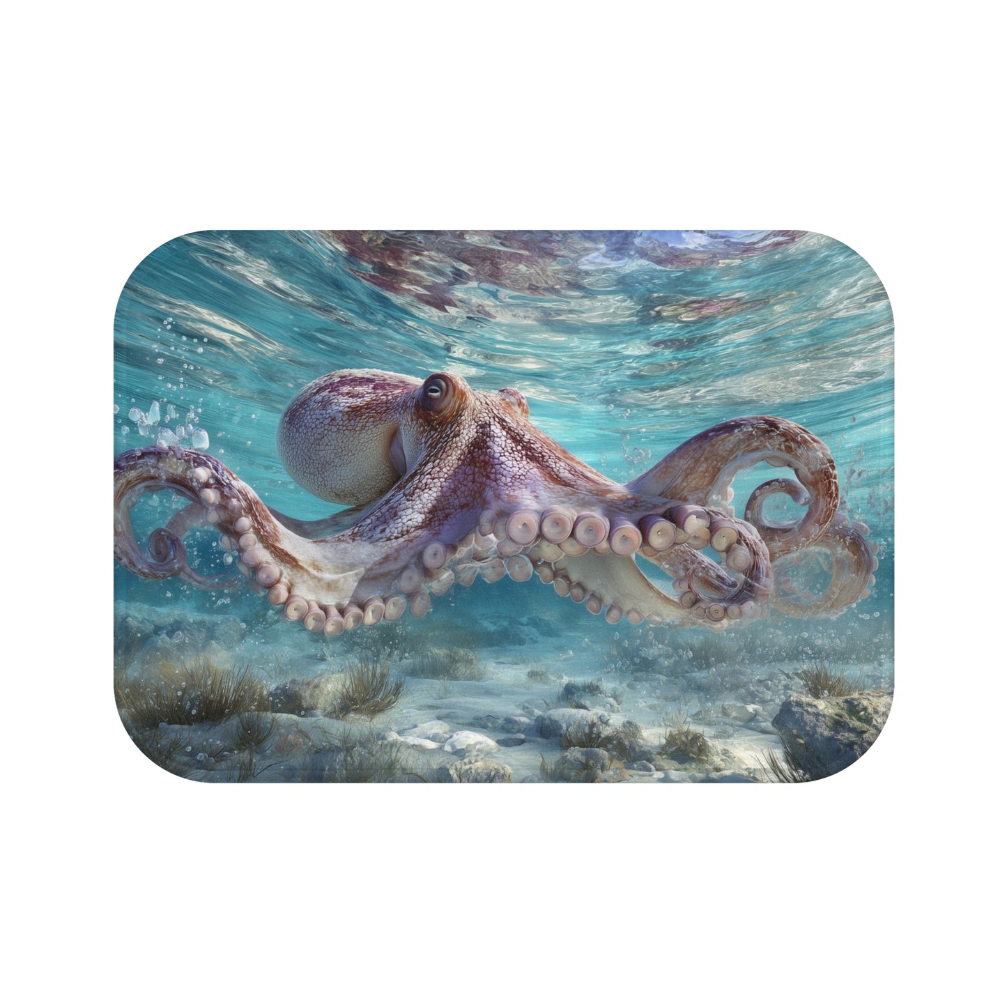 Octopus Bath Mat, Beach Ocean Coastal Sea Memory Foam Cute Shower Bathroom Decor Non Slip Floor Large Small Washable Quick Dry Rug - Starcove Fashion