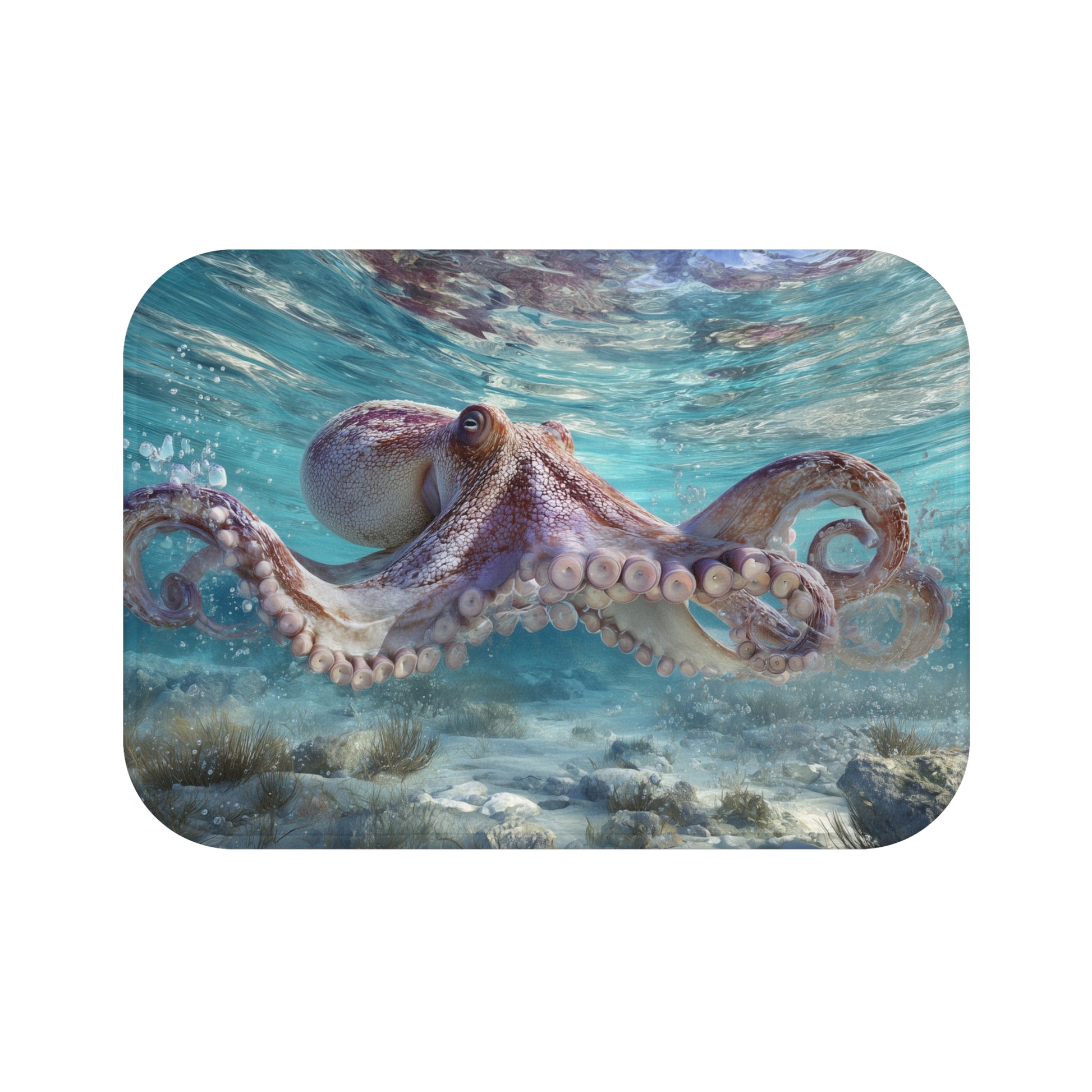 Octopus Bath Mat, Beach Ocean Coastal Sea Memory Foam Cute Shower Bathroom Decor Non Slip Floor Large Small Washable Quick Dry Rug - Starcove Fashion