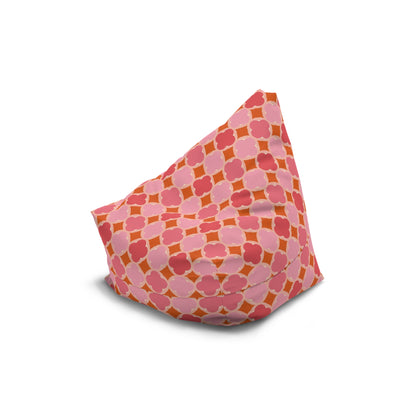 Pink Geometric Bean Bag Chair Cover, Petal Pastel Washable Triangle Furniture Small Large Adult Children Kids Playroom Apartment Dorm Decor