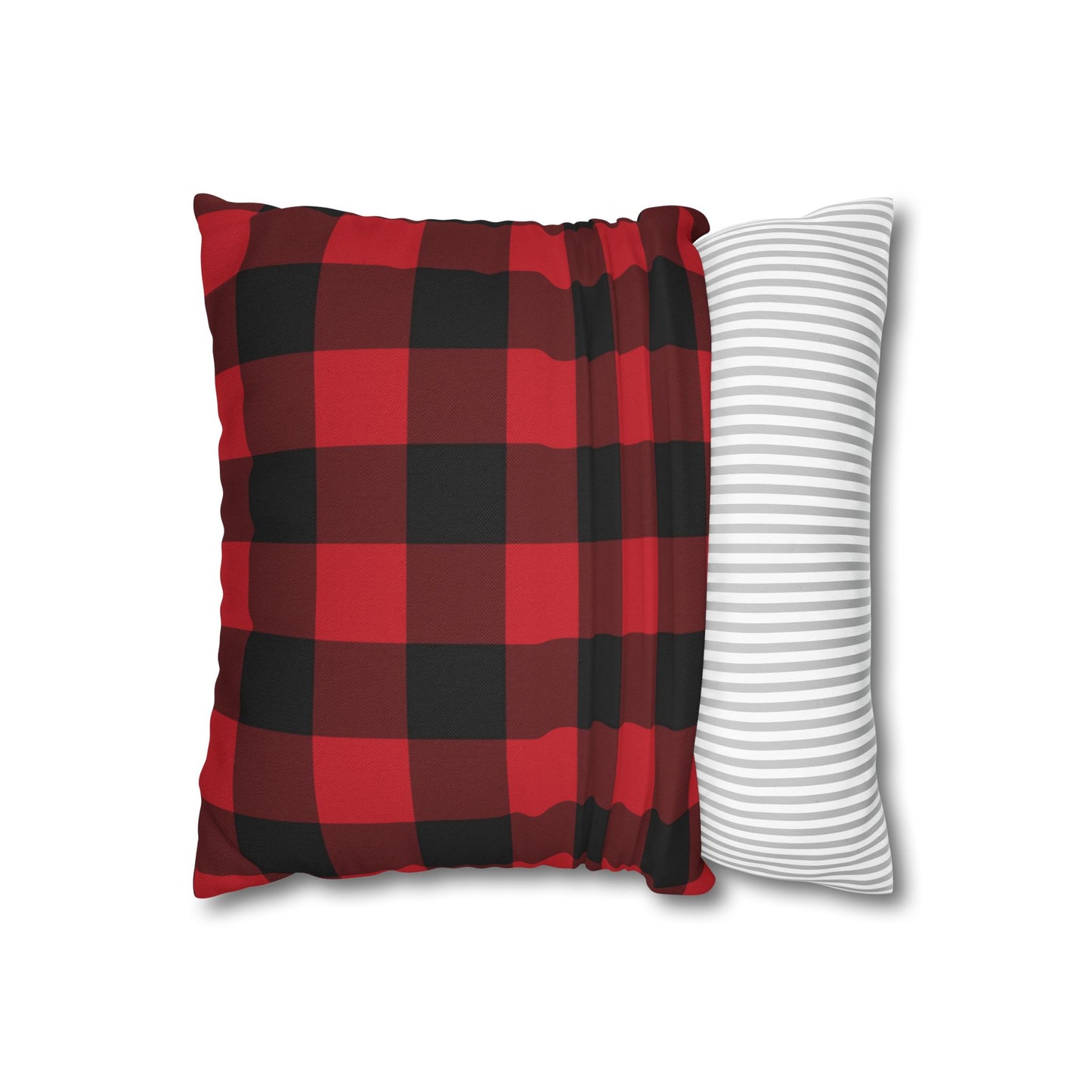 Red Buffalo Plaid Pillow Case, Black Check Square Christmas Throw Decorative Cover Decor Bedding Bed Accent Couch Sofa Bedroom