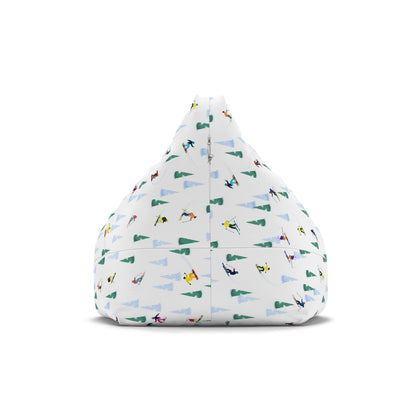 Ski Bean Bag Chair Cover, Snowboard Winter Sport Mountain Washable Triangle Small Large Adult Children Kids Sofa Dorm Decor Unfilled Sack