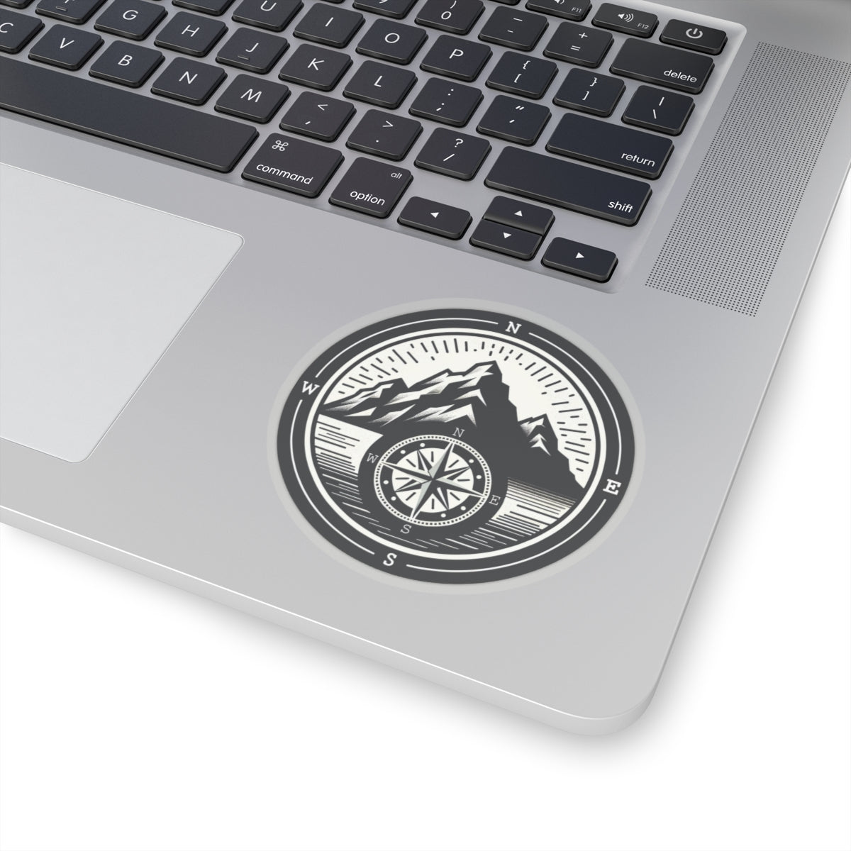 Compass Mountain Sticker Decal, Car Bumper Navigation Art Vinyl Laptop Cute Waterbottle Tumbler Waterproof Clear Aesthetic