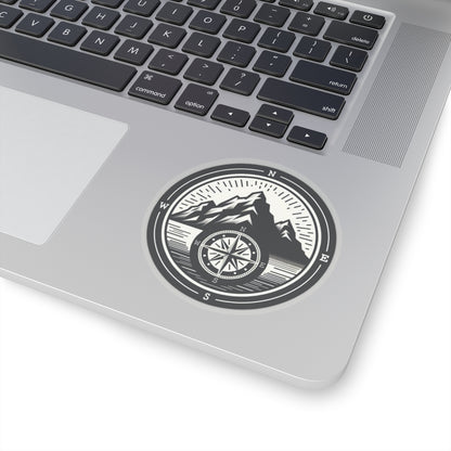 Compass Mountain Sticker Decal, Car Bumper Navigation Art Vinyl Laptop Cute Waterbottle Tumbler Waterproof Clear Aesthetic