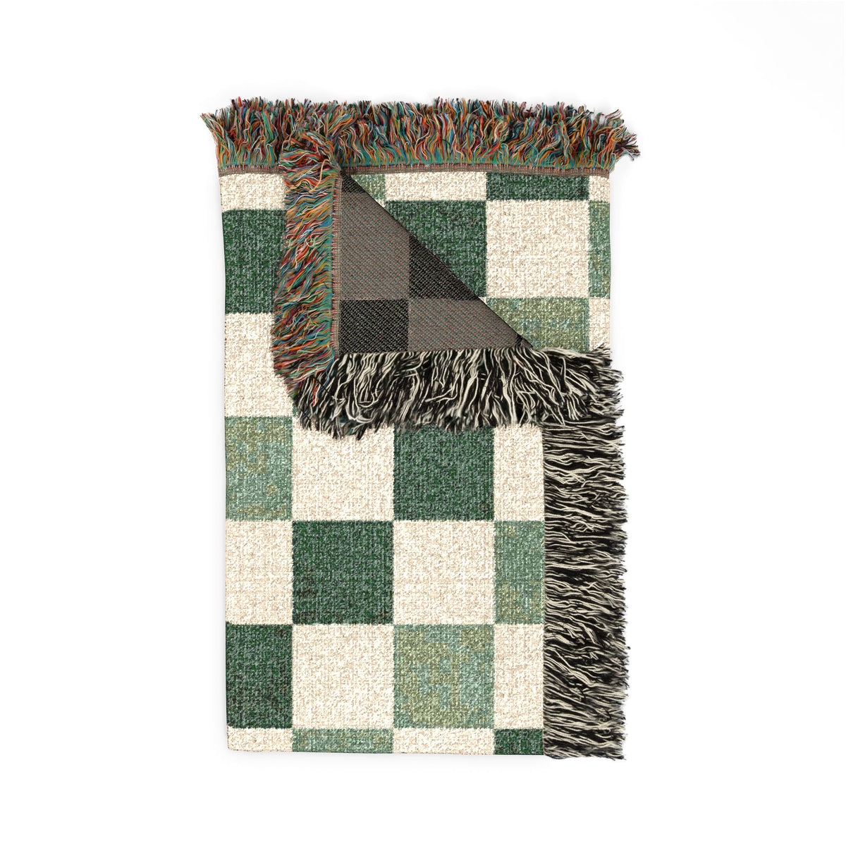 Custom Checkered Couples Woven Blanket Tapestry, Green Sage Throw Family Name Personalized Wedding Anniversary Engagement Cotton Small Large