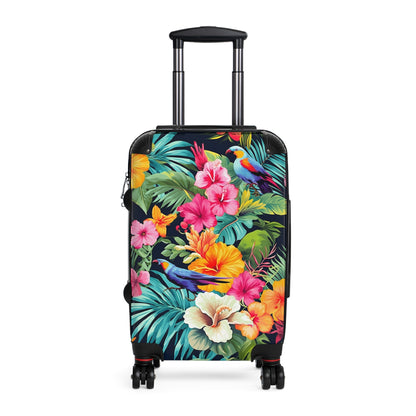 Tropical Flowers Suitcase Luggage, Pink Birds Parrot Carry On 4 Wheels Cabin Travel Small Large Set Rolling Spinner Designer Hard Shell Case - Starcove Fashion