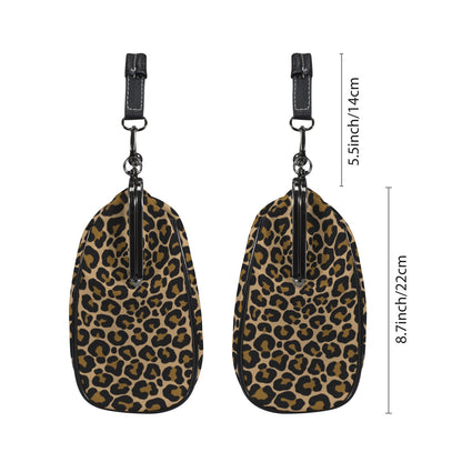 Leopard Kiss Lock Purse Handbag, Animal Print Cheetah Brown Print Vegan Leather Vintage Designer Shoulder Crossbody Top Handle Clasp Bag