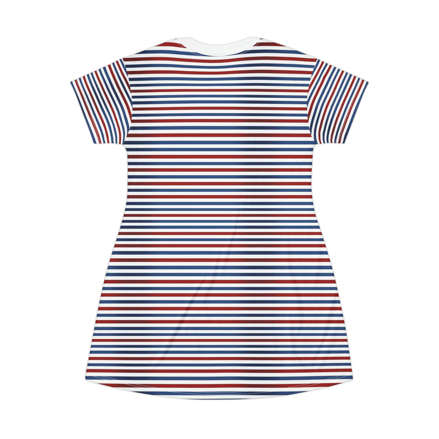 Red White Blue Striped Tshirt Dress, American Women Summer Beach Cute Party Casual Designer Short Sleeve Girls Ladies Cover Up Tee Starcove Fashion