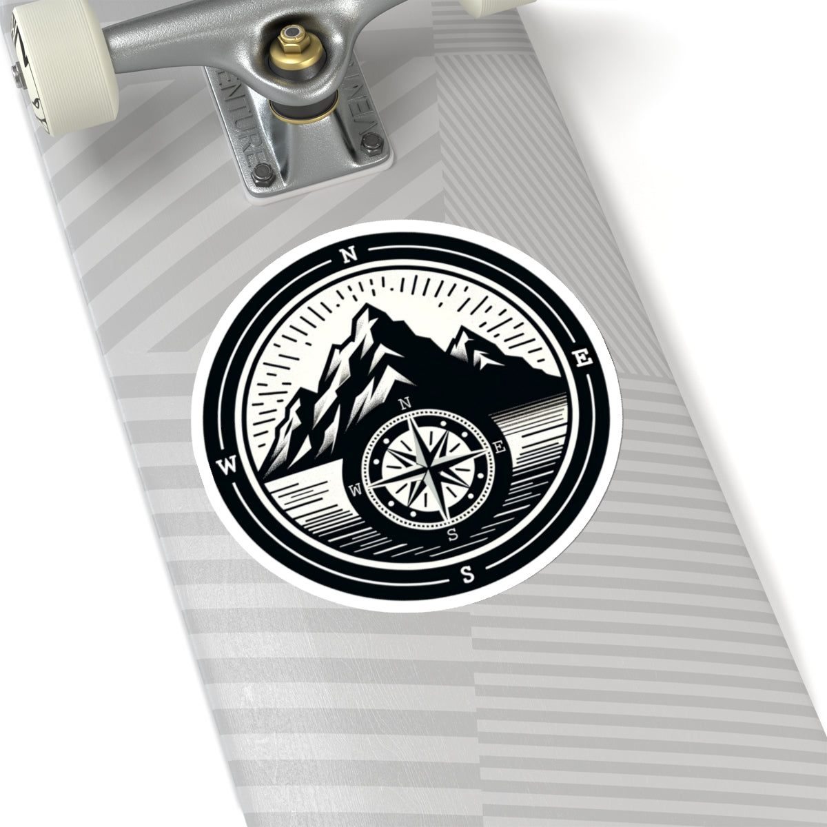 Compass Mountain Sticker Decal, Car Bumper Navigation Art Vinyl Laptop Cute Waterbottle Tumbler Waterproof Clear Aesthetic