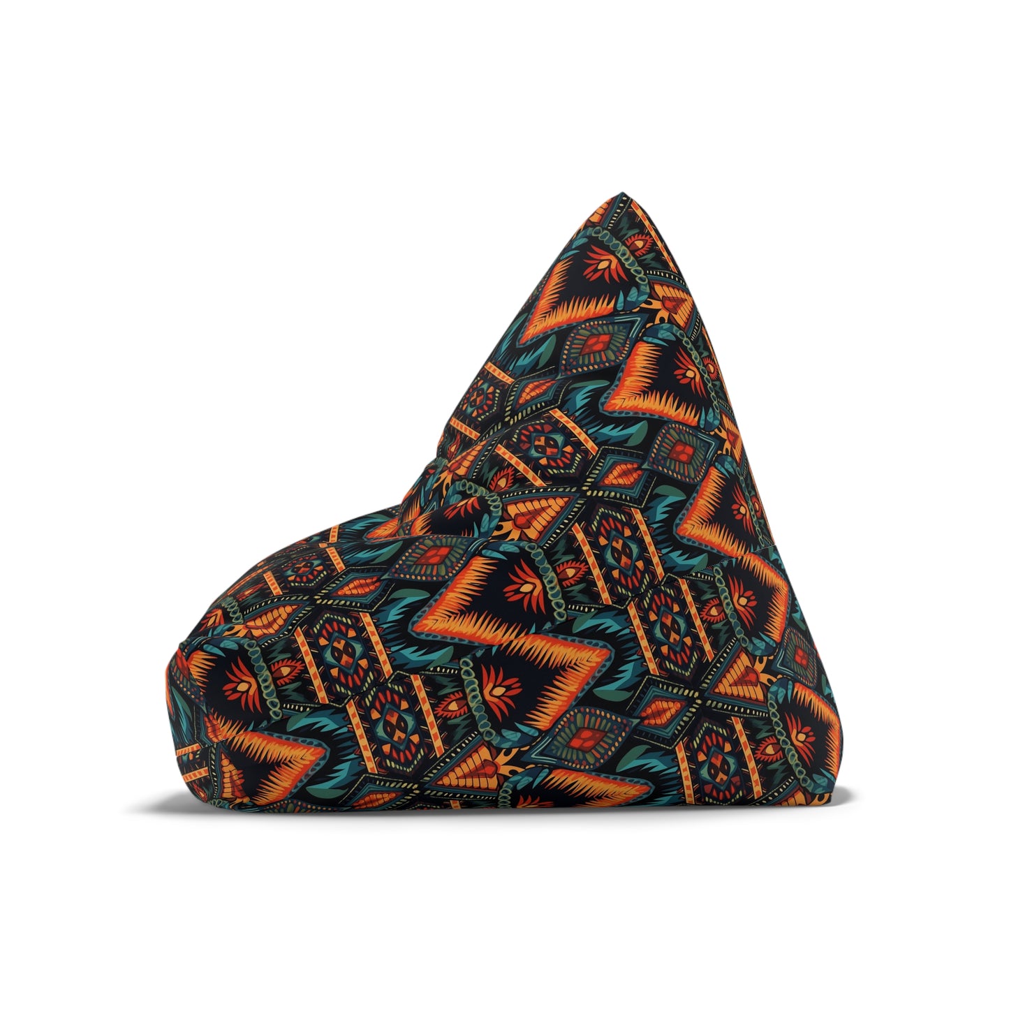 Boho Retro Bean Bag Chair Cover, Vintage Bohemian Washable Triangle Small Large Adult Children Kids Sofa Apartment Dorm Decor Unfilled Sack