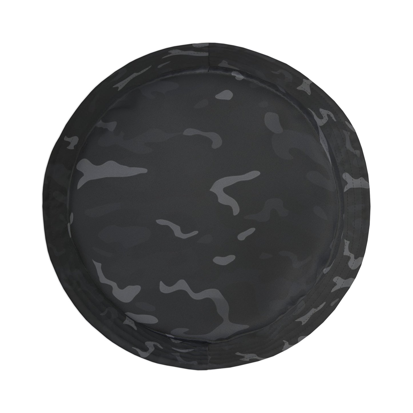Black Camo Bucket Cap Hat, Grey Camouflage Print Beach Women Men Golf Summer Festival Cute Designer Sun Shade Ladies Small Large Guys