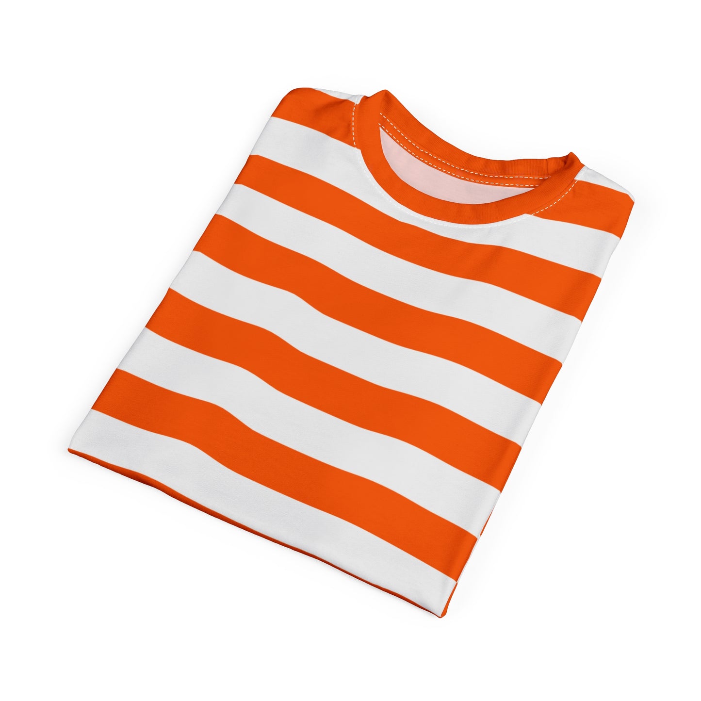 Orange White Striped Tshirt, Stripe Designer Aesthetic Lightweight Heavyweight Crewneck Men Women Tee Top Short Sleeve Shirt